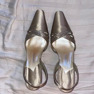 Caparros champagne silk Slingback heel